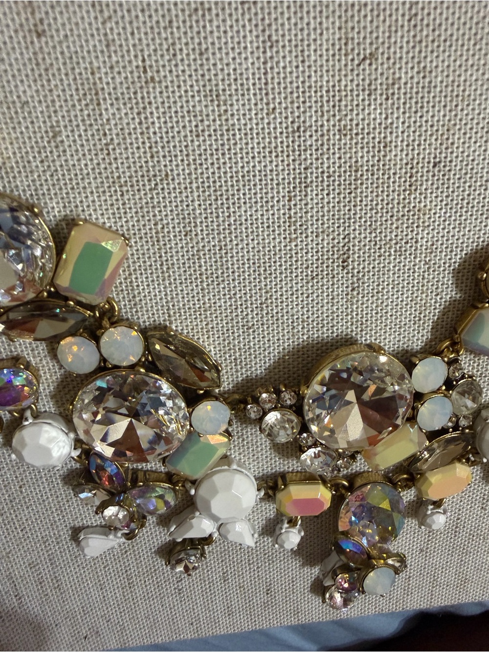 J.CREW Iridescent floral Aurora Crystal Rhinestone Opal Statement Necklace Y2K - Picture 7 of 17
